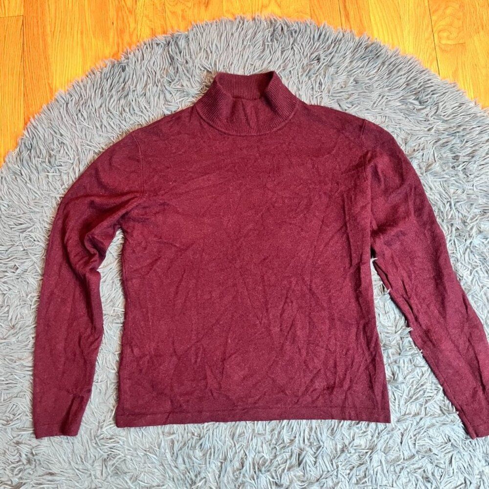Preswick & Moore Burgundy Mock Neck 100% Cashmere Sweater Size L
